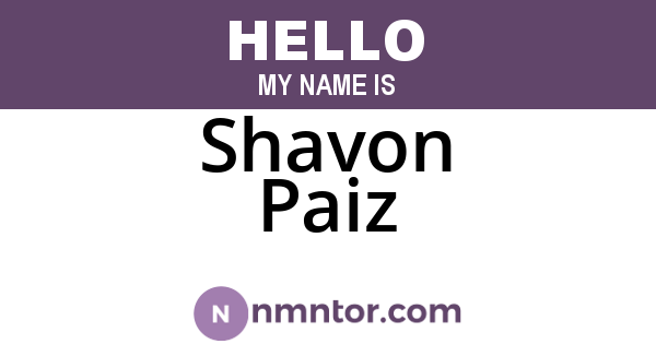 Shavon Paiz