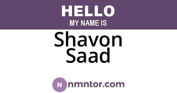Shavon Saad