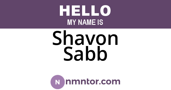 Shavon Sabb