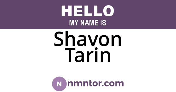 Shavon Tarin