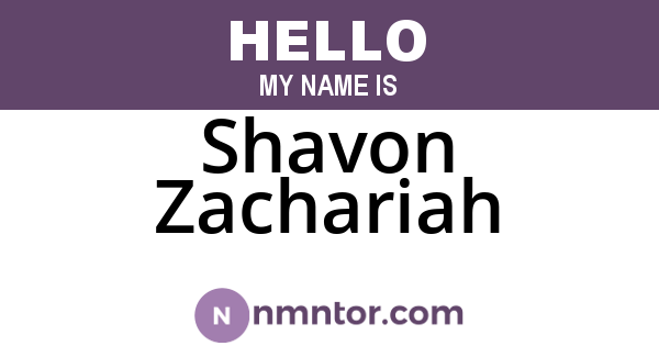 Shavon Zachariah