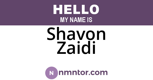 Shavon Zaidi