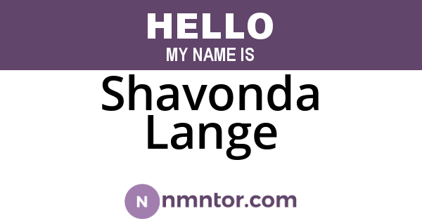 Shavonda Lange
