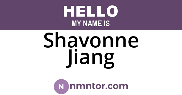 Shavonne Jiang