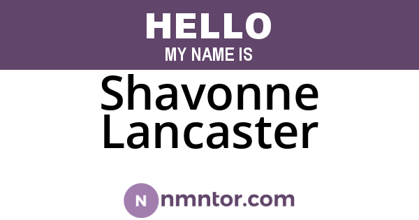 Shavonne Lancaster