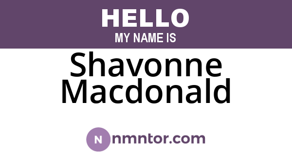 Shavonne Macdonald