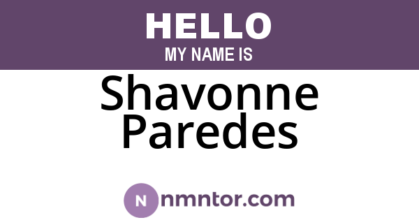 Shavonne Paredes