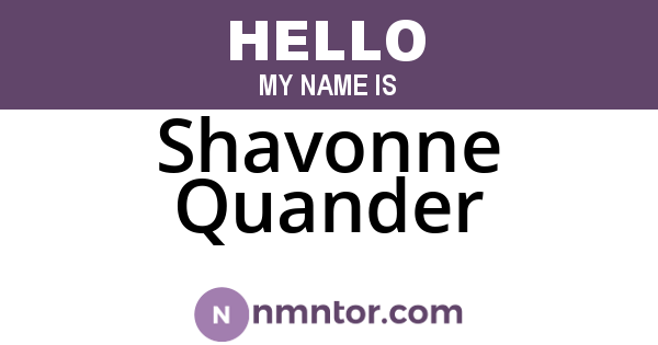 Shavonne Quander