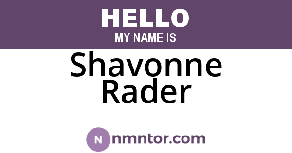 Shavonne Rader