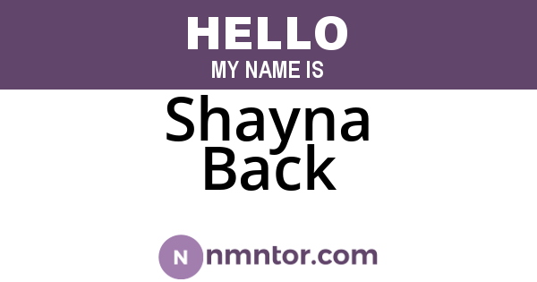 Shayna Back