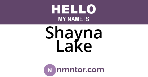 Shayna Lake