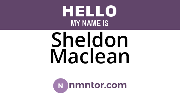 Sheldon Maclean