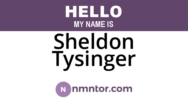 Sheldon Tysinger