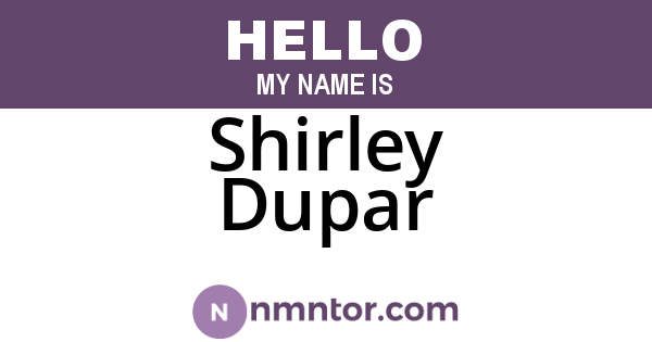 Shirley Dupar