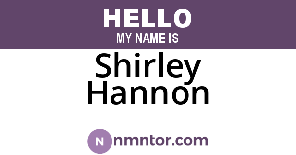 Shirley Hannon