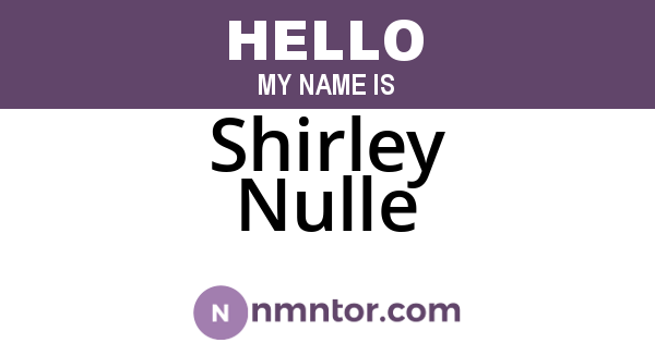 Shirley Nulle
