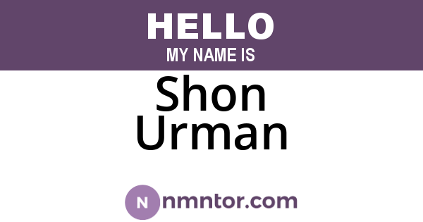 Shon Urman
