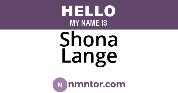 Shona Lange