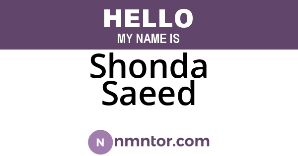 Shonda Saeed
