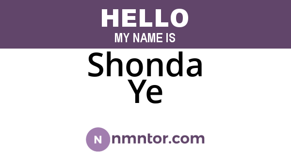 Shonda Ye