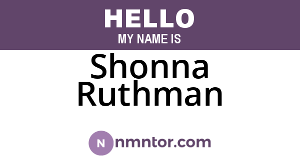 Shonna Ruthman