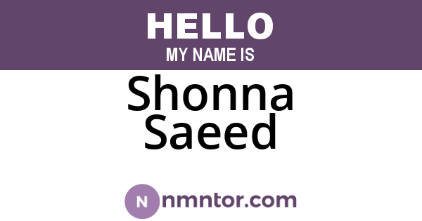 Shonna Saeed