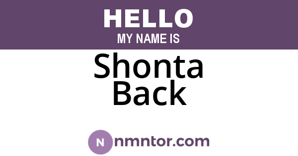 Shonta Back