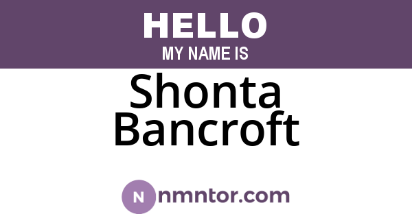 Shonta Bancroft