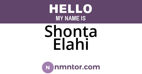 Shonta Elahi