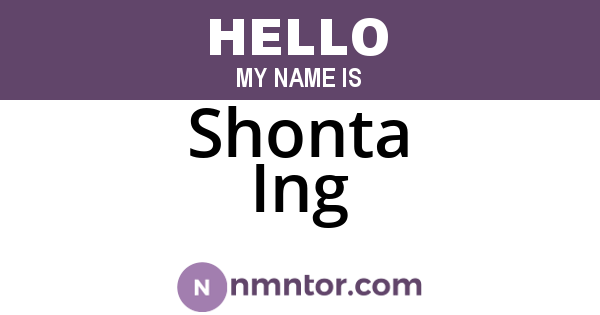 Shonta Ing