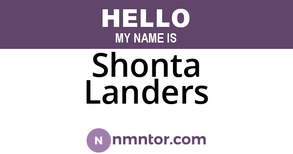 Shonta Landers