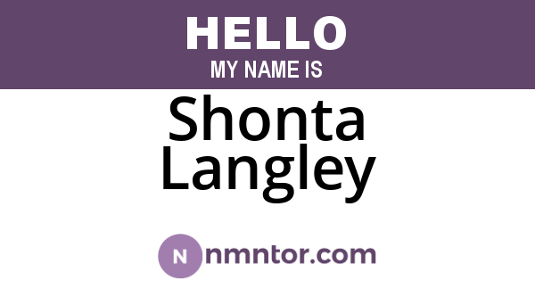 Shonta Langley