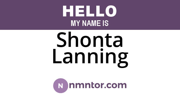 Shonta Lanning