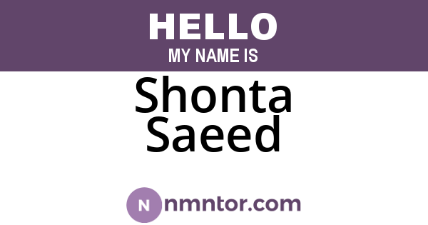 Shonta Saeed