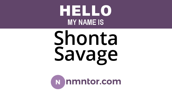 Shonta Savage