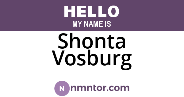 Shonta Vosburg