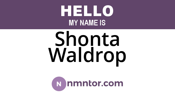 Shonta Waldrop