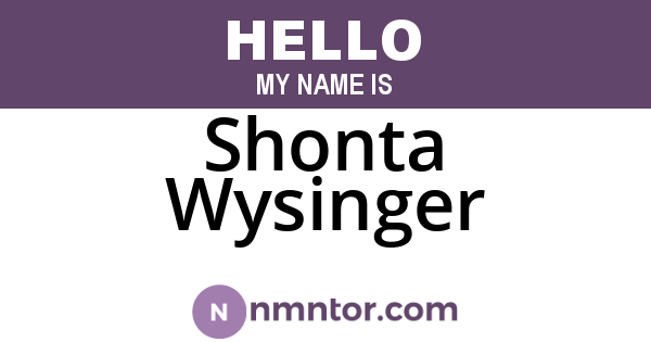 Shonta Wysinger