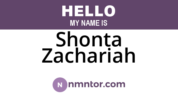 Shonta Zachariah