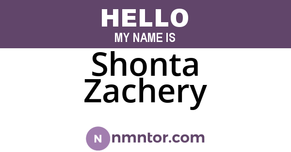 Shonta Zachery