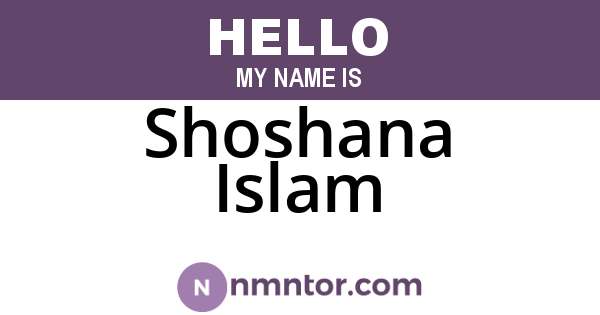 Shoshana Islam