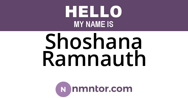 Shoshana Ramnauth