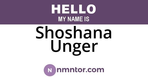 Shoshana Unger