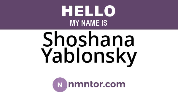Shoshana Yablonsky