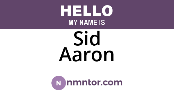 Sid Aaron