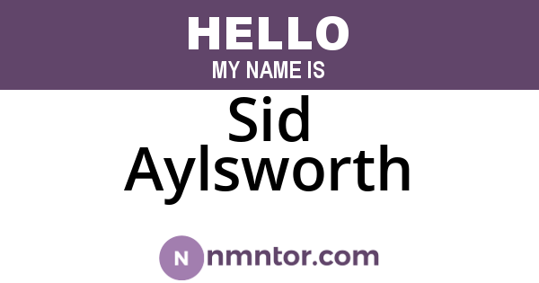 Sid Aylsworth