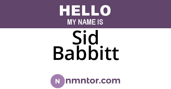 Sid Babbitt
