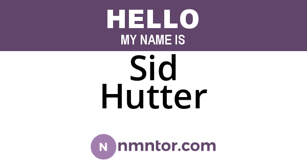 Sid Hutter