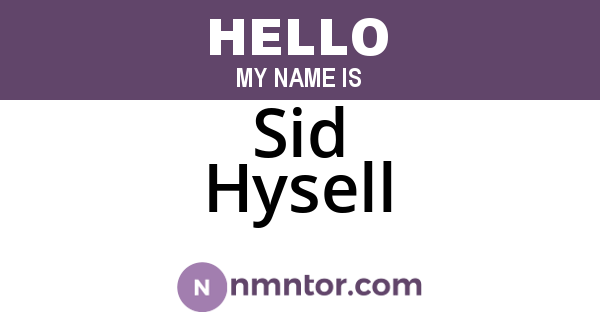 Sid Hysell