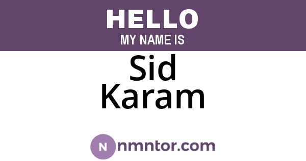 Sid Karam